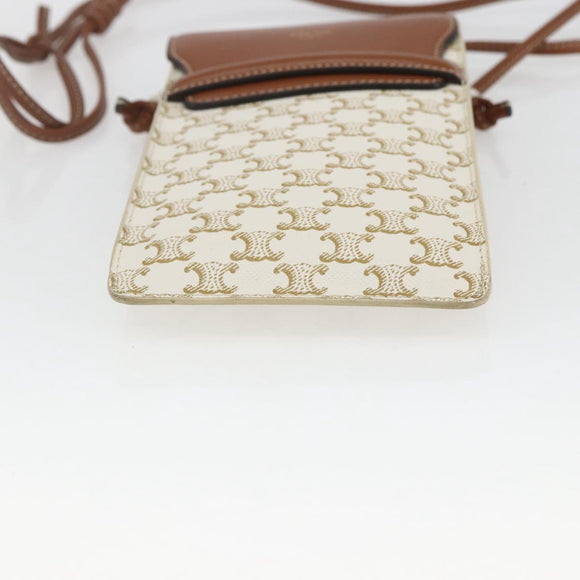 CELINE Triomphe Pouch Shoulder Bag PVC Beige Auth ka1704V