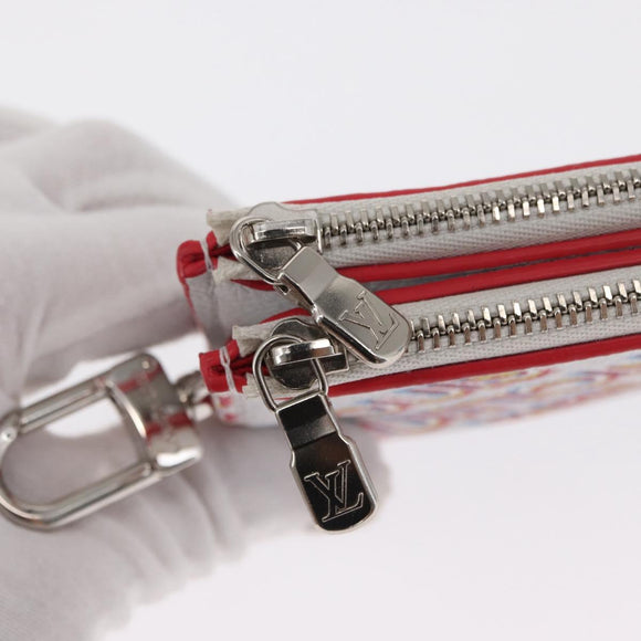 LOUIS VUITTON Damier Spray Double Zip Card Holder White M81430 LV Auth ka1706M