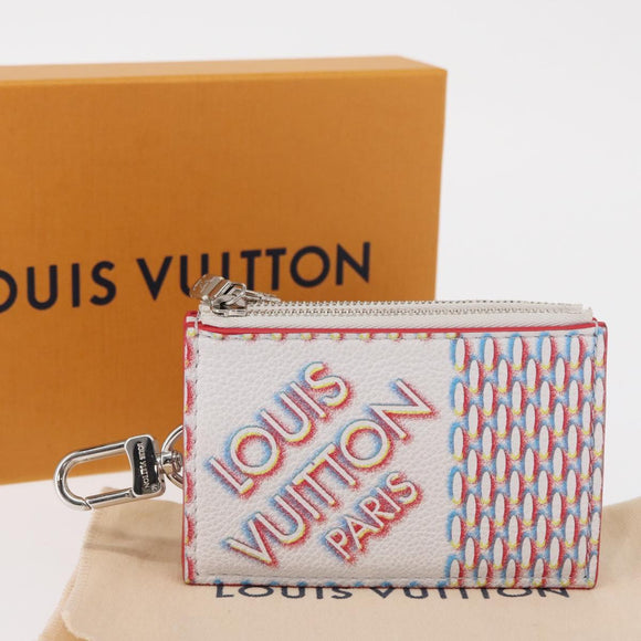 LOUIS VUITTON Damier Spray Double Zip Card Holder White M81430 LV Auth ka1706M