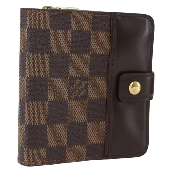 LOUIS VUITTON Damier Ebene Compact Zip Wallet N61668 LV Auth ka1707V