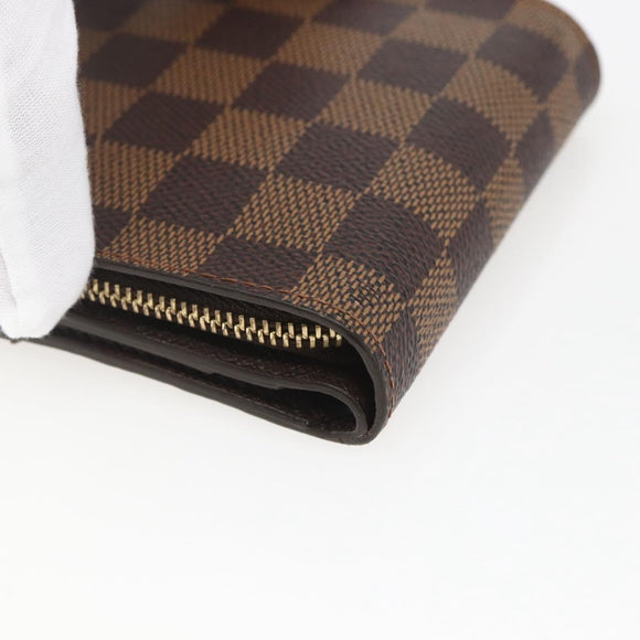 LOUIS VUITTON Damier Ebene Compact Zip Wallet N61668 LV Auth ka1707V