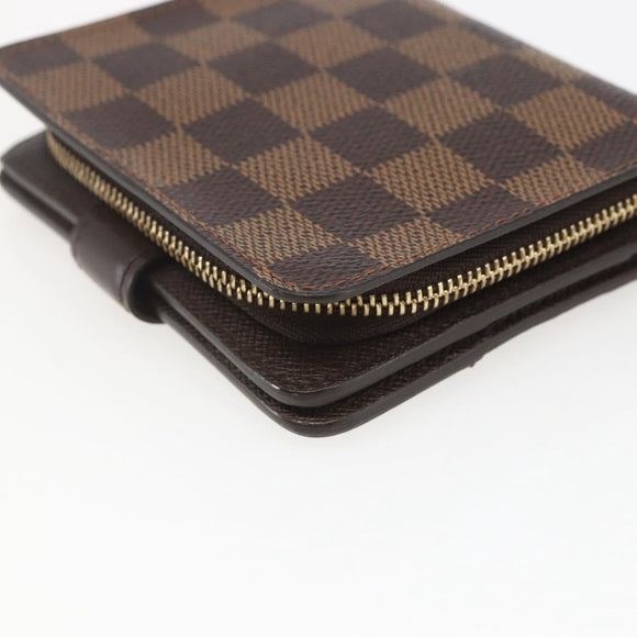 LOUIS VUITTON Damier Ebene Compact Zip Wallet N61668 LV Auth ka1707V