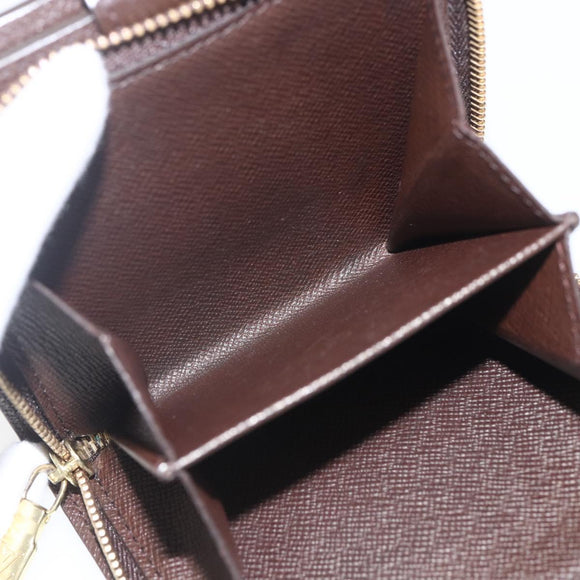 LOUIS VUITTON Damier Ebene Compact Zip Wallet N61668 LV Auth ka1707V