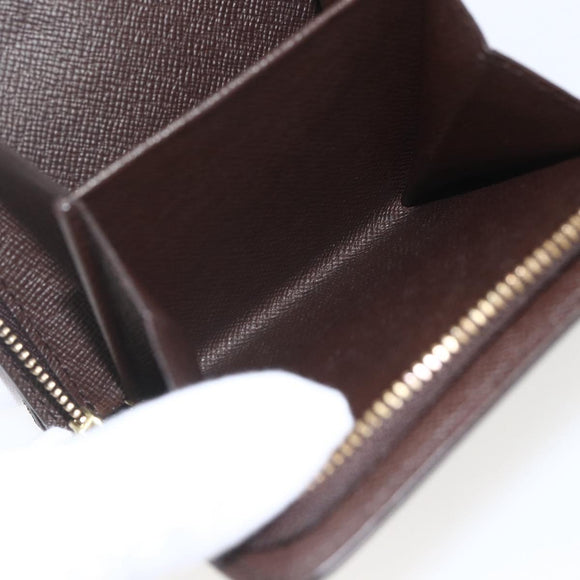 LOUIS VUITTON Damier Ebene Compact Zip Wallet N61668 LV Auth ka1707V