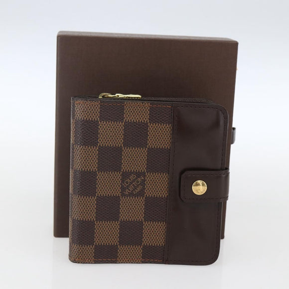 LOUIS VUITTON Damier Ebene Compact Zip Wallet N61668 LV Auth ka1707V