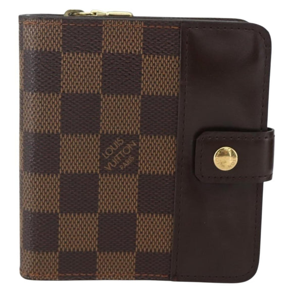 LOUIS VUITTON Damier Ebene Compact Zip Wallet N61668 LV Auth ka1707V