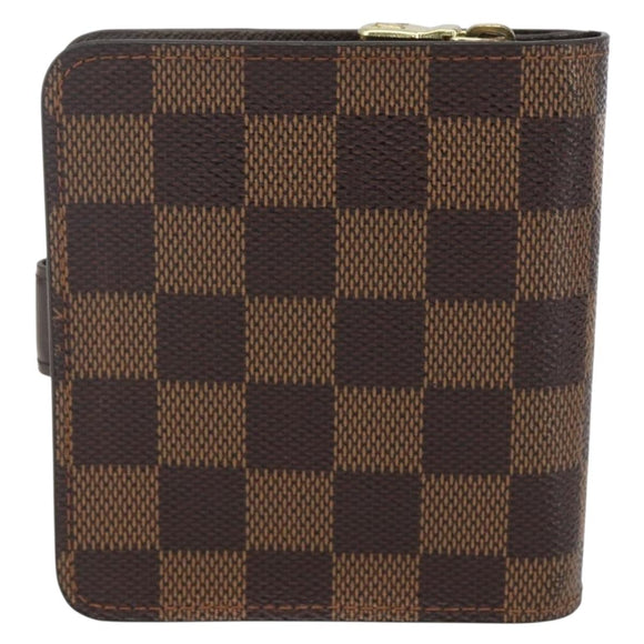 LOUIS VUITTON Damier Ebene Compact Zip Wallet N61668 LV Auth ka1707V