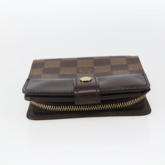 LOUIS VUITTON Damier Ebene Compact Zip Wallet N61668 LV Auth ka1707V