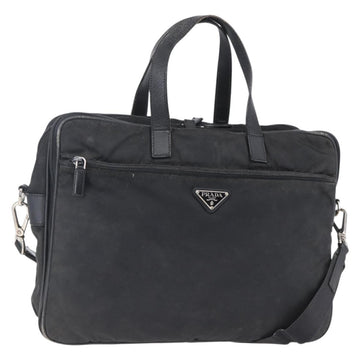 PRADA Hand Bag Nylon 2way Black Silver Auth ka171