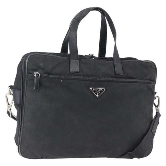 PRADA Hand Bag Nylon 2way Black Silver Auth ka171