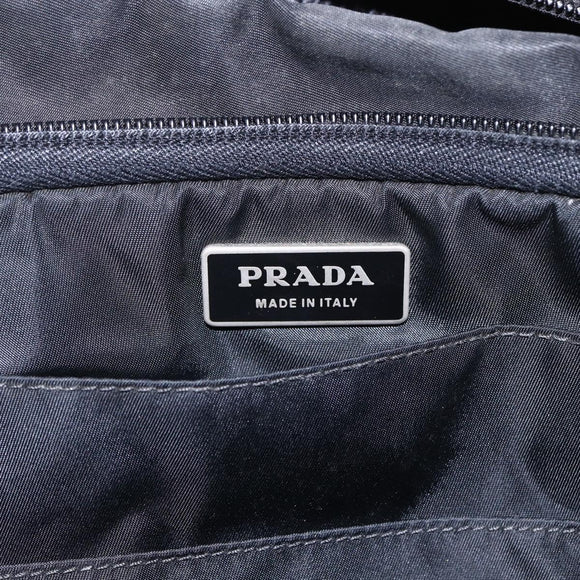 PRADA Hand Bag Nylon 2way Black Silver Auth ka171
