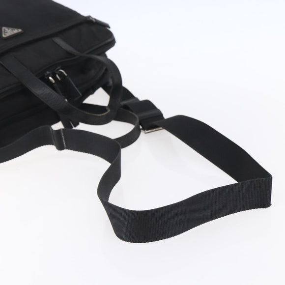 PRADA Hand Bag Nylon 2way Black Silver Auth ka171