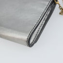 Christian Dior Chain Wallet Schoudertas Leer Zilver Goud Auth ka1712V-17