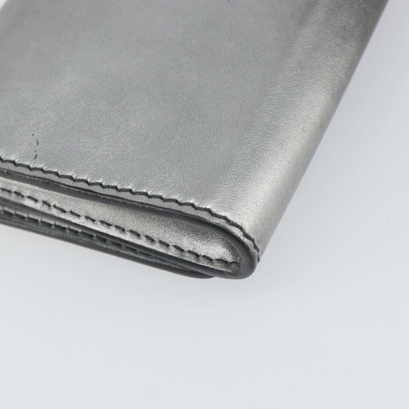 Christian Dior Chain Wallet Schoudertas Leer Zilver Goud Auth ka1712V