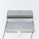Christian Dior Chain Wallet Schoudertas Leer Zilver Goud Auth ka1712V-20