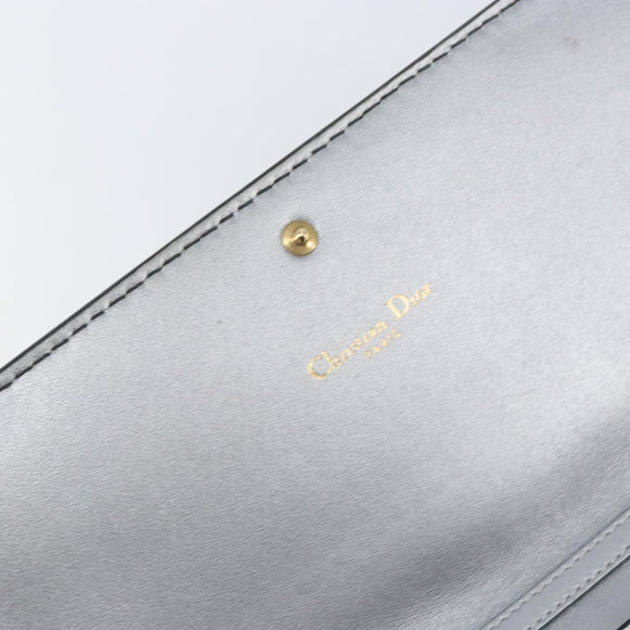 Christian Dior Chain Wallet Schoudertas Leer Zilver Goud Auth ka1712V