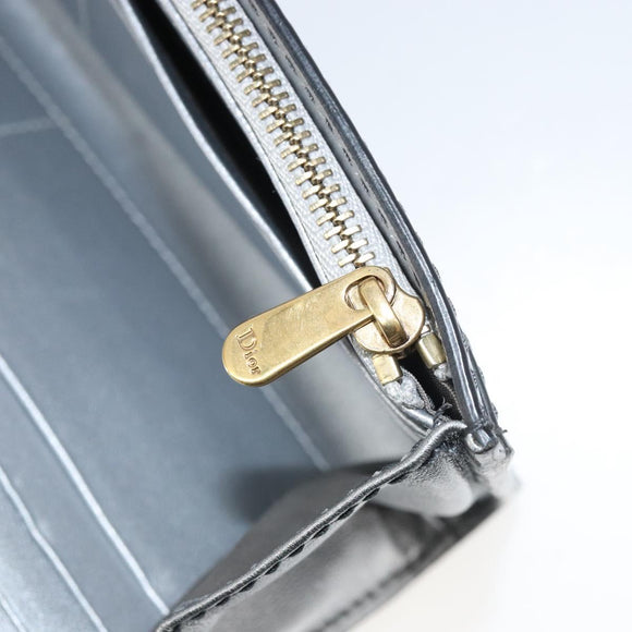 Christian Dior Chain Wallet Schoudertas Leer Zilver Goud Auth ka1712V