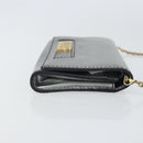 Christian Dior Chain Wallet Schoudertas Leer Zilver Goud Auth ka1712V-3