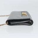 Christian Dior Chain Wallet Schoudertas Leer Zilver Goud Auth ka1712V-4