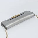 Christian Dior Chain Wallet Schoudertas Leer Zilver Goud Auth ka1712V-6