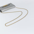 Christian Dior Chain Wallet Schoudertas Leer Zilver Goud Auth ka1712V-7