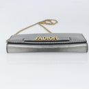 Christian Dior Chain Wallet Schoudertas Leer Zilver Goud Auth ka1712V-5