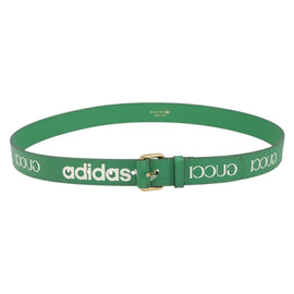 GUCCI Gucci × Adidas Belt Leather 43.3"" Green 702277 Auth ka1713M