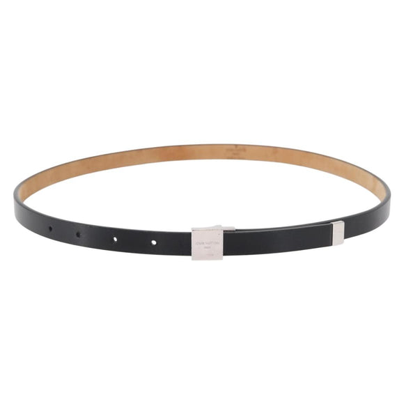 LOUIS VUITTON Ceinture Carre Belt Leather 37"" Black LV Auth ka1715