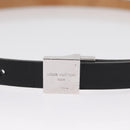 LOUIS VUITTON Ceinture Carre Belt Leather 37"" Black LV Auth ka1715-5