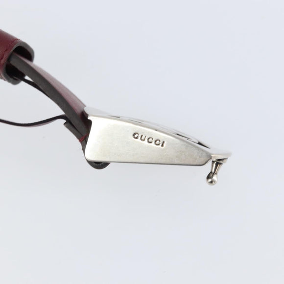 GUCCI Belt Leather 43.7"" Bordeaux Silver 387031 Auth ka1716V