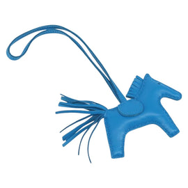 HERMES Rodeo PM Charm Leather Blue Zanzibar Auth ka1717SAV