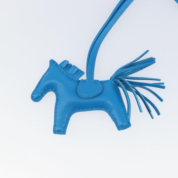 HERMES Rodeo PM Charm Leather Blue Zanzibar Auth ka1717SAV