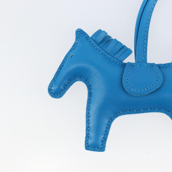 HERMES Rodeo PM Charm Leather Blue Zanzibar Auth ka1717SAV