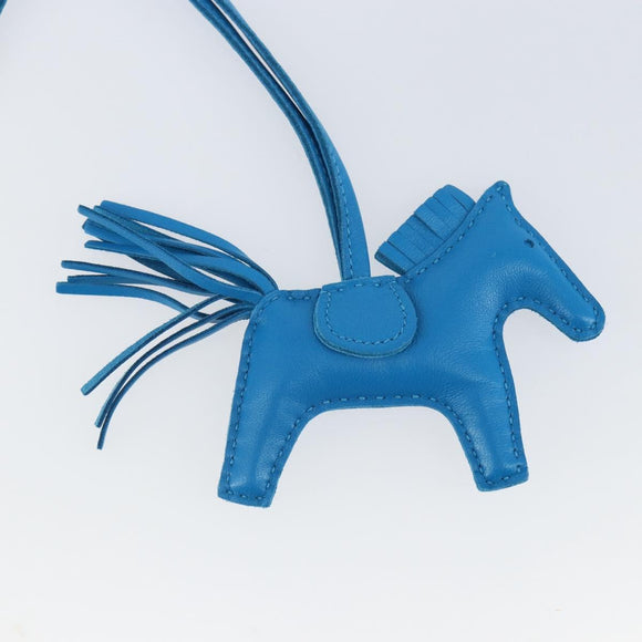 HERMES Rodeo PM Charm Leather Blue Zanzibar Auth ka1717SAV