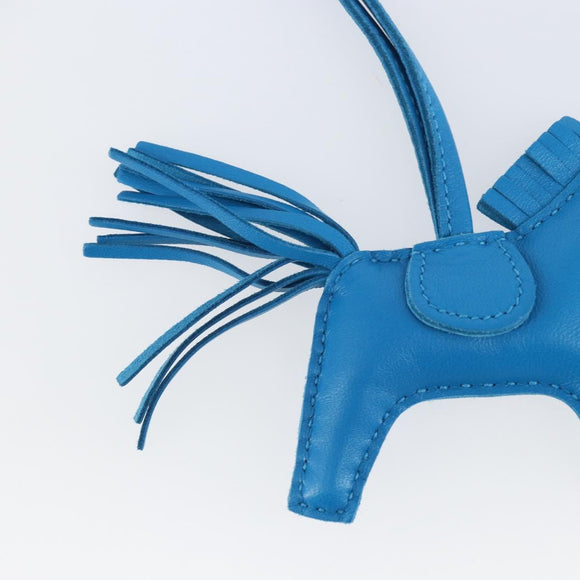 HERMES Rodeo PM Charm Leather Blue Zanzibar Auth ka1717SAV