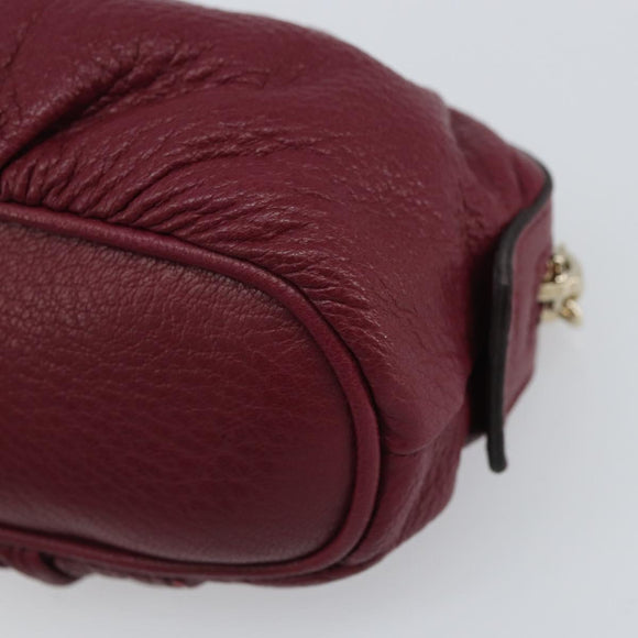 GUCCI Bamboo Pouch Leather Purple Gold 246174 Auth ka1718V