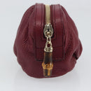 GUCCI Bamboo Pouch Leather Purple Gold 246174 Auth ka1718V-8