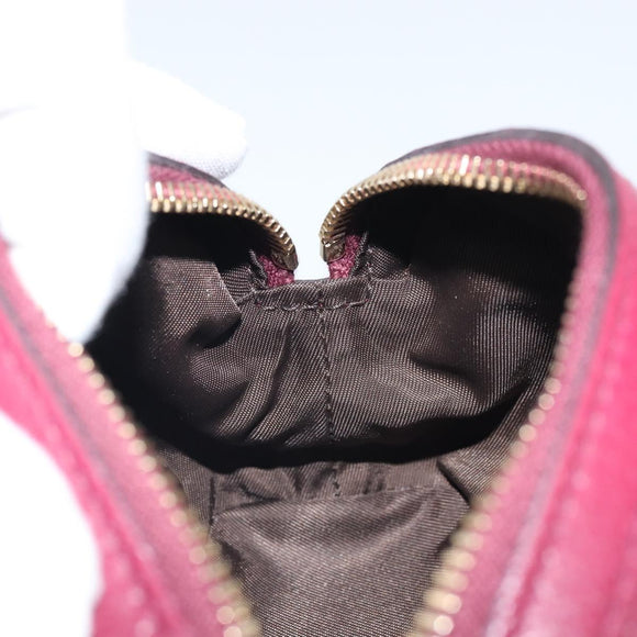 GUCCI Bamboo Pouch Leather Purple Gold 246174 Auth ka1718V