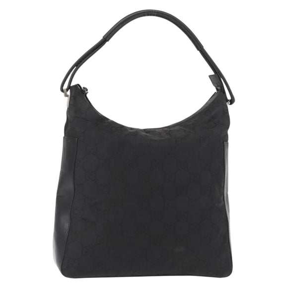 GUCCI GG Canvas Shoulder Bag Nylon Black Silver 001 3770 Auth ka172