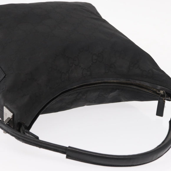 GUCCI GG Canvas Shoulder Bag Nylon Black Silver 001 3770 Auth ka172