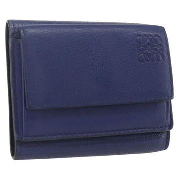 LOEWE Anagram Wallet Leather Navy Gold Auth ka1720M