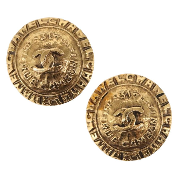 CHANEL Earring metal Gold CC Auth ka1722