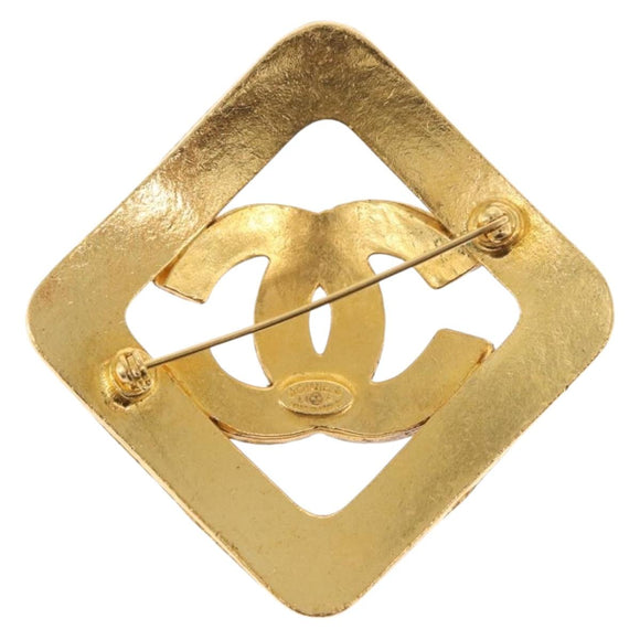 CHANEL Brooch metal Gold CC Auth ka1724V
