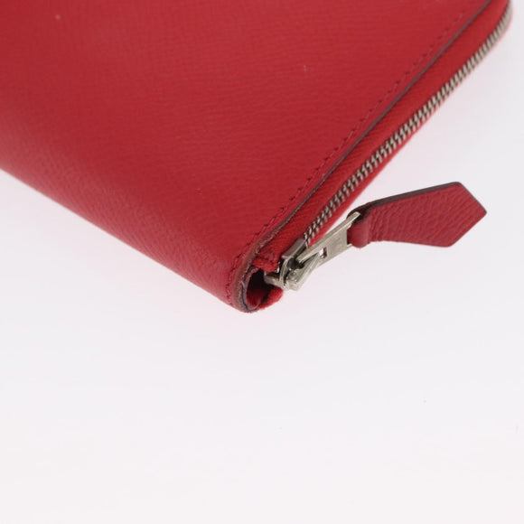 HERMES Azap Long Silk Inn Long Wallet Epsom Rose Azare Auth ka1727M