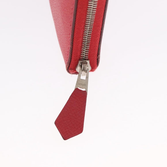 HERMES Azap Long Silk Inn Long Wallet Epsom Rose Azare Auth ka1727M