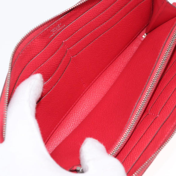 HERMES Azap Long Silk Inn Long Wallet Epsom Rose Azare Auth ka1727M