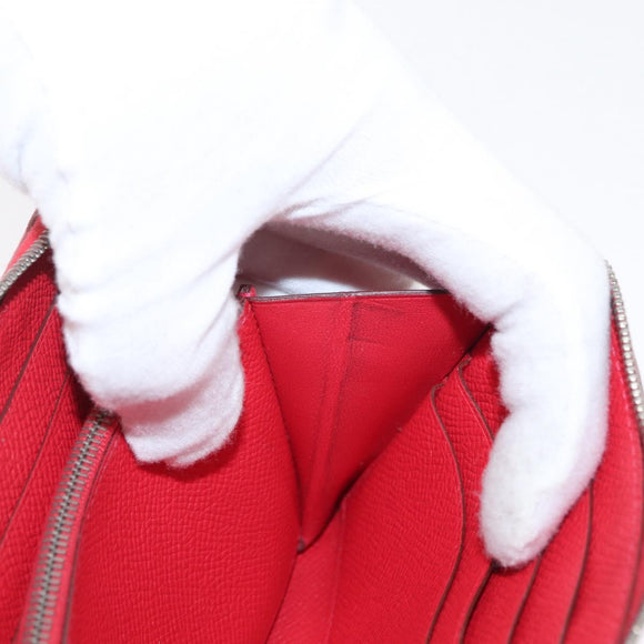 HERMES Azap Long Silk Inn Long Wallet Epsom Rose Azare Auth ka1727M