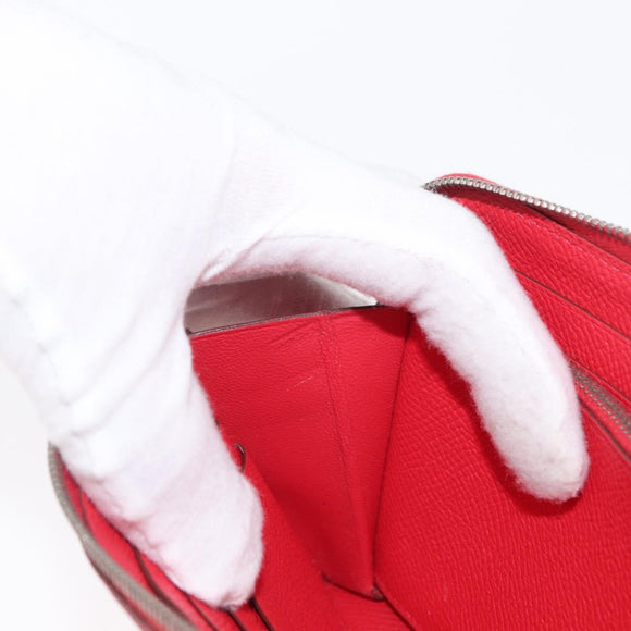 HERMES Azap Long Silk Inn Long Wallet Epsom Rose Azare Auth ka1727M