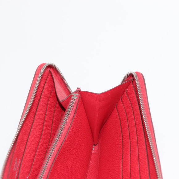 HERMES Azap Long Silk Inn Long Wallet Epsom Rose Azare Auth ka1727M