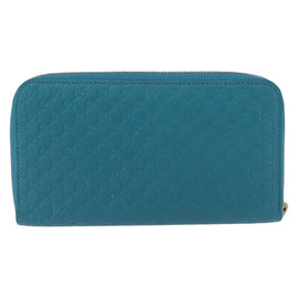 GUCCI Micro GG Guccissima Long Wallet Turquoise Blue Gold 449391 Auth ka1728V - 0